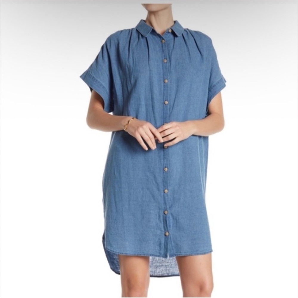 Madewell Light Blue Chambray Button-Front Mini Dress